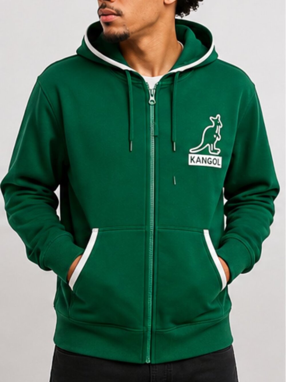 Kangol Emerald Green Full Zip Logo Hoodie Jacket NWT Large